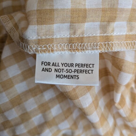 OffOn Clothing Tiered Linen Maxi Dress - Yellow Gingham, Size M - Picture 6 of 8